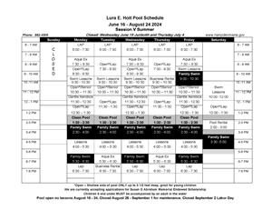 Summer Pool Schedule June 16 - August 24 2024