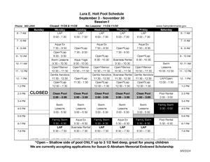 Session 1 pool schedule 2024