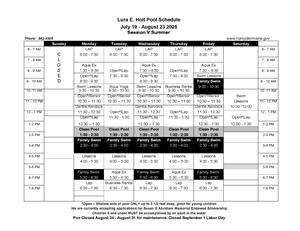 Summer Pool sch July 19 - Aug. 23 2025
