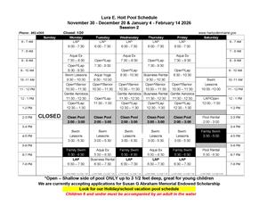 Nov. 30 - Dec 20 & Jan. 4 - Feb. 14