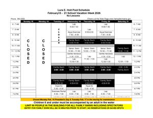 Feb. School Vac. 15 - 21 2026