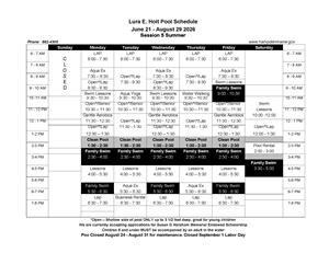 Summer Pool Schedule 2026