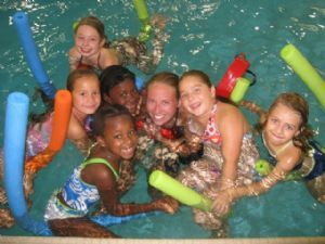 kids swimming in pool